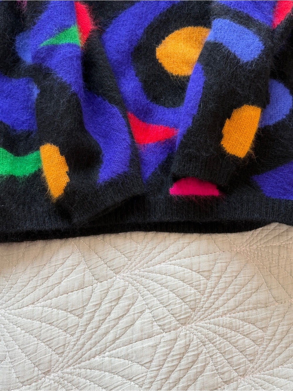 Rafaella 80's Abstract Multicolor Fuzzy Vintage Knit Sweater - Picture 3 of 5